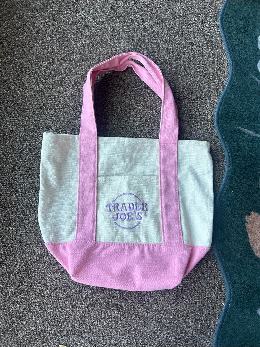 Trader Joe's Mini Pastel Canvas Tote Bag Pink Spring 2025 Limited Edition